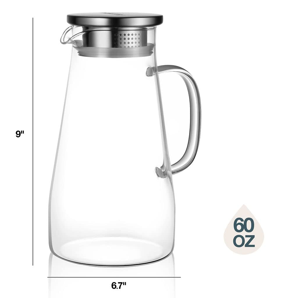 Glass Pitcher with Lid  - Like New