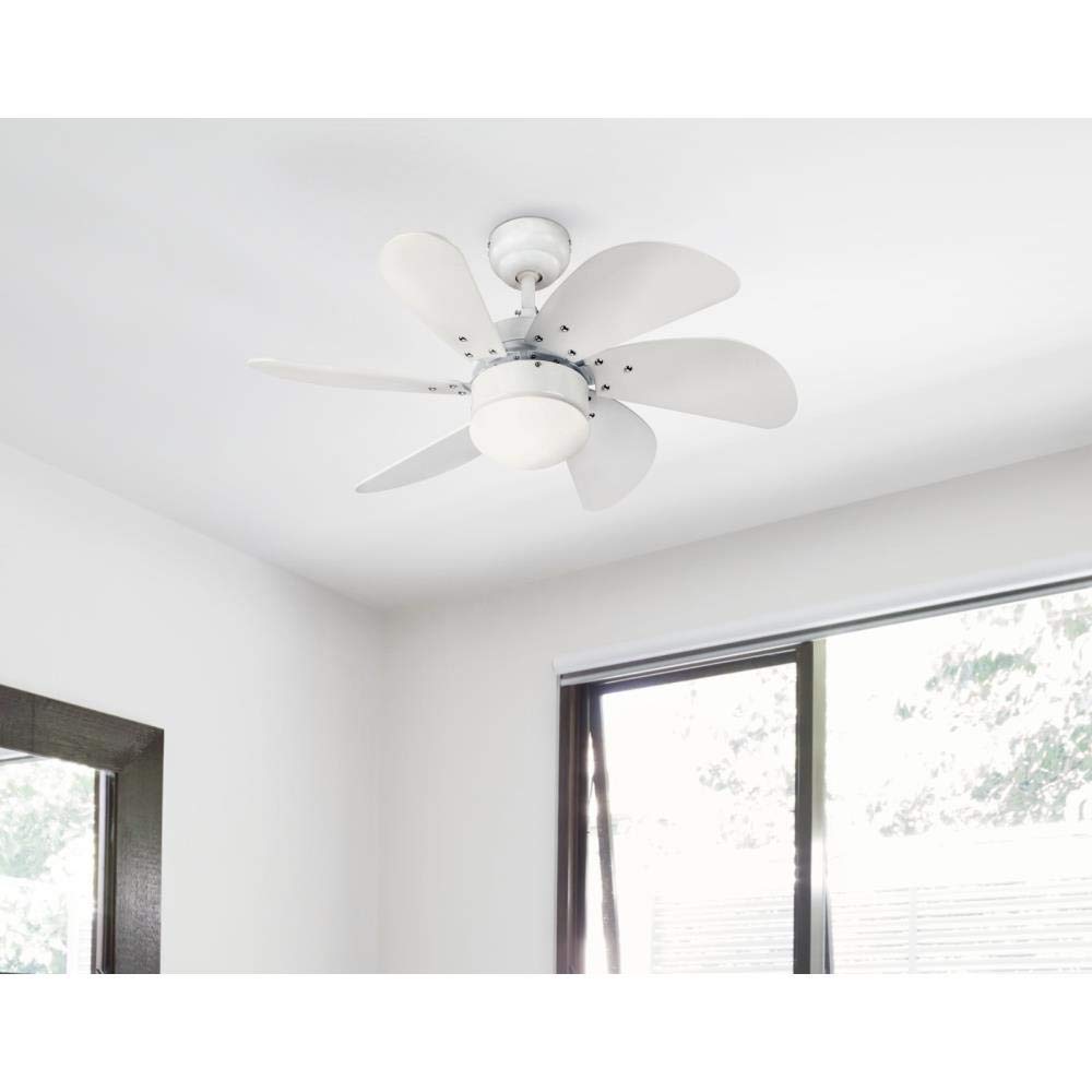 Ciata Lighting Turbo Swirl 30-Inch Ceiling Fan in White Finish with Dimmable LED Light Fixture in Opal Frosted Glass with White Blades  - Very Good