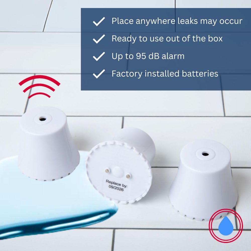 Flood Buzz Water Leak Alarm; Reusable with Factory Installed Battery - 3 Pack  - Like New