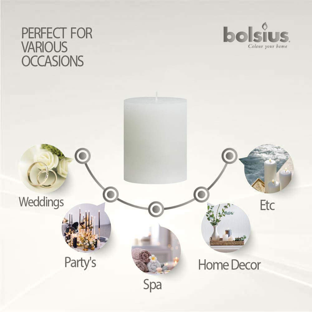 BOLSIUS Unscented Pillar Candles - Decoration Candles Set of 3 - Clean Burning Dripless Dinner Candles for Wedding & Home Decor Party Restaurant Spa  - Acceptable
