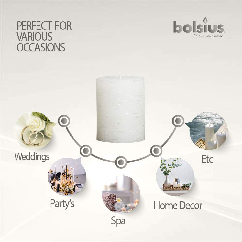 BOLSIUS Rustic Pillar Candles - 30+ Hours Burn Time - Premium European Quality  - Like New