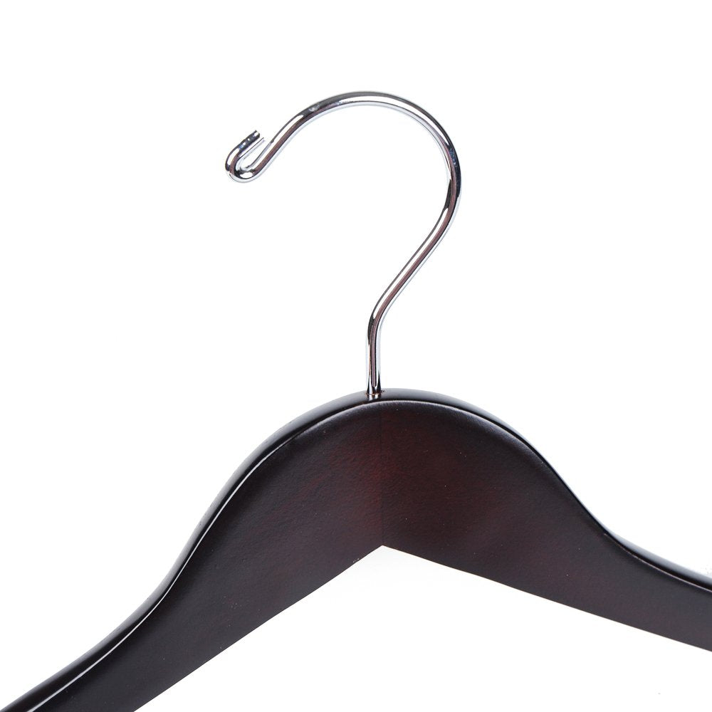 Quality Luxury Wooden Suit Hangers Wide Wood Hanger for Coats and Pants Mahogany Finish  - Like New