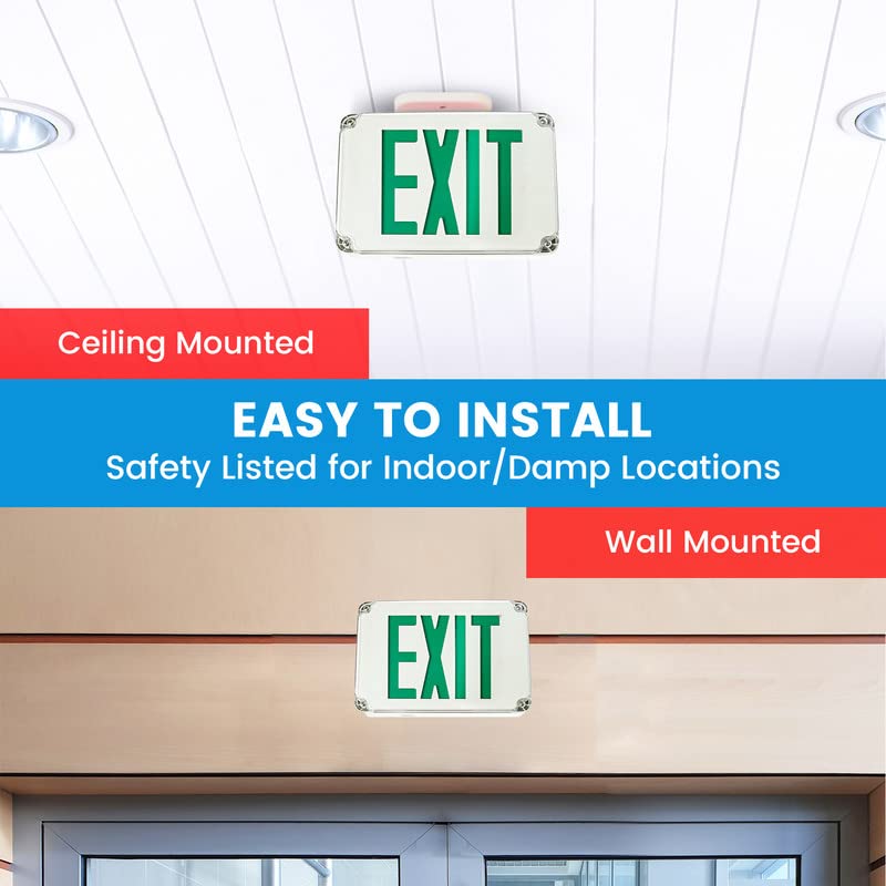 Ciata Exit Sign with Battery Backup, Wet Location, Weatherproof Hardwired Emergency Exit Lights with Battery Backup LED, Single-Sided Emergency Exit Sign  - Like New