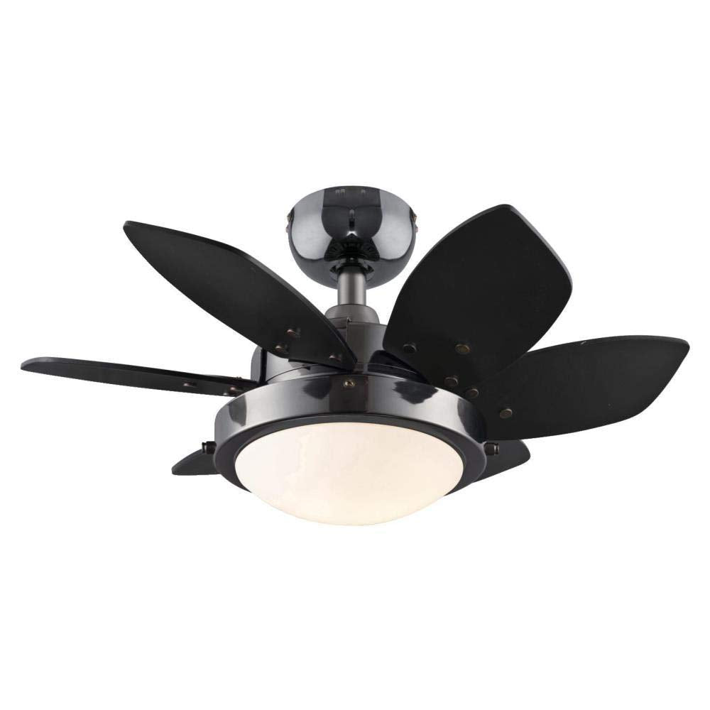 Ciata Small Ceiling Fan with Light, 24-Inch Quince Indoor Ceiling Fan in Gun Metal Finish with Dimmable LED Light Fixture in Opal Frosted Glass with Reversible Black/Graphite Blades  - Like New