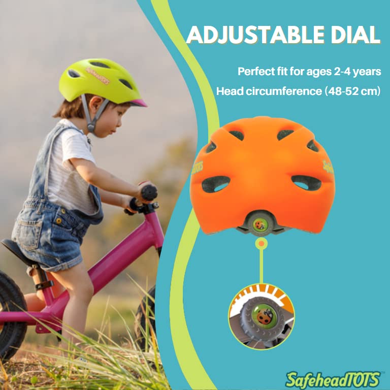 SafeheadTOTS : Adjustable Toddler Bike Helmet, XS Ages 2-4 Years, for Boys and Girls, with Built in Visor and Removable, Washable Inner Lining, Perfect for Cycling, Scooters, and Skateboards  - Very Good