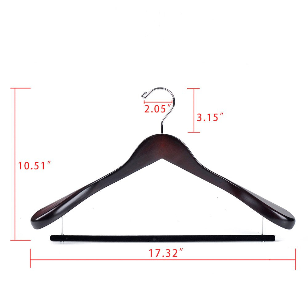 Quality Luxury Wooden Suit Hangers Wide Wood Hanger for Coats and Pants Mahogany Finish  - Like New