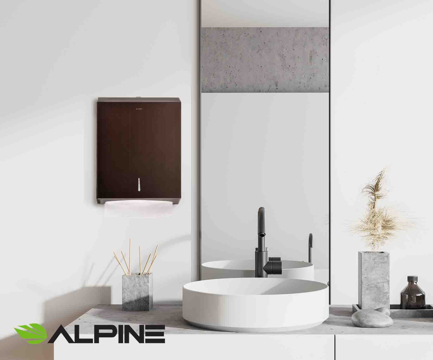 Alpine Industries C-Fold/Multifold Paper Towel Dispenser - Holds 400 C-Folds or 525 Multifold Tissues - Stainless Wall Mount Tissue Holder for Home & Office Countertop & Restroom  - Like New