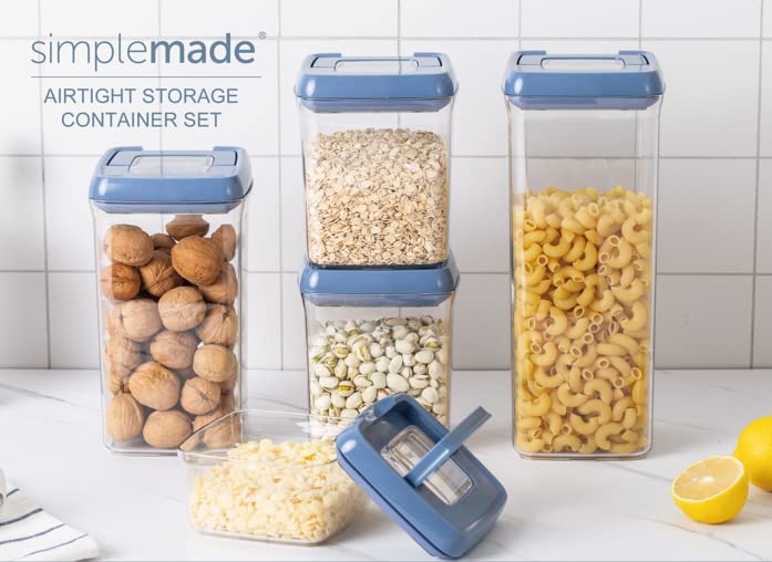 SIMPLEMADE Fliplock Container Set - 5-Piece Airtight, Food Storage Containers for Kitchen Pantry and Fridge Organization - Keep Your Food Fresh and Secure with Easy Flip Lock Lids  - Like New