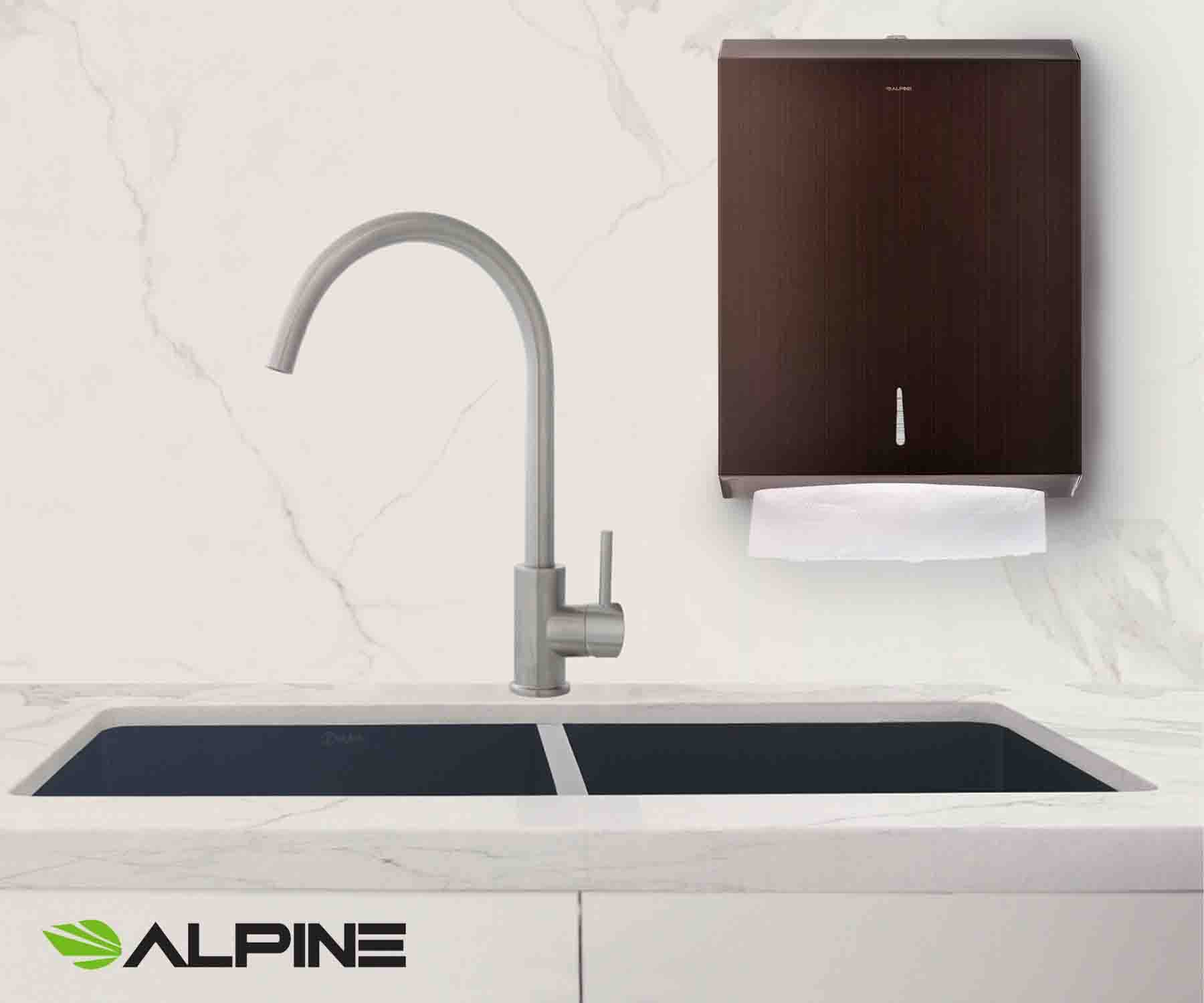 Alpine Industries C-Fold/Multifold Paper Towel Dispenser - Holds 400 C-Folds or 525 Multifold Tissues - Stainless Wall Mount Tissue Holder for Home & Office Countertop & Restroom  - Like New