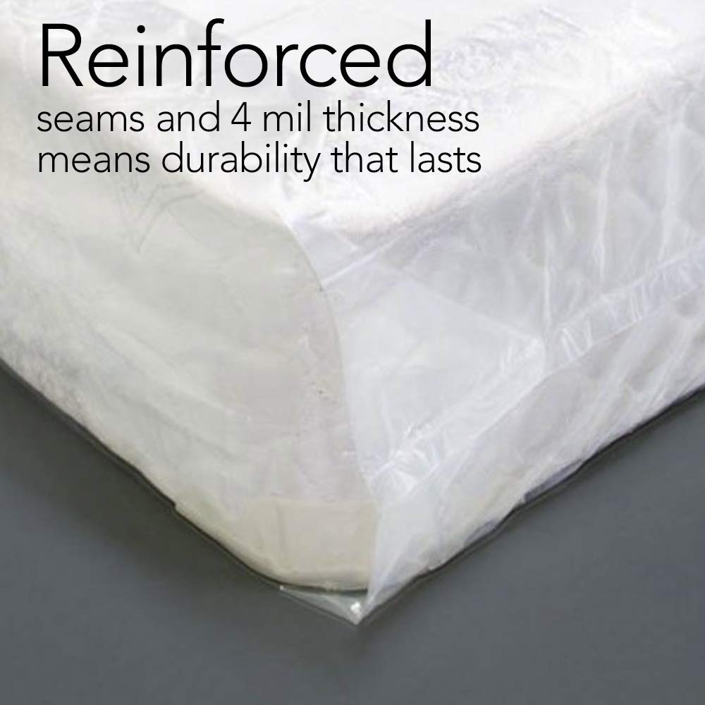 Resilia Mattress Bag for Moving and Storage � Twin, 39 x 10 x 105 Inches, Heavy-Duty 4mm Thick Bag, Clear Polyethylene, Made in the USA  - Like New