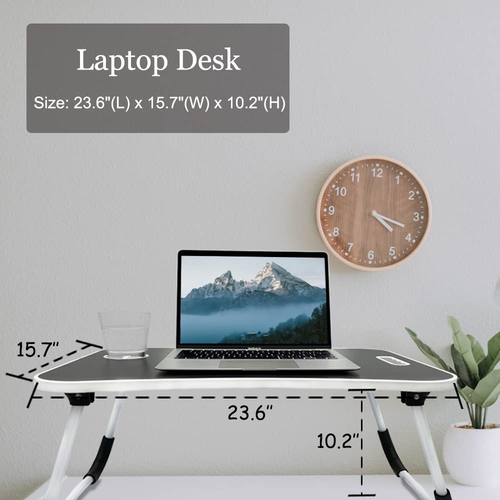 Lap Desk for Laptop Portable Bed Table Whit Cup Holder, Tablet Slot, Anti-Slip and Folding Function  - Like New