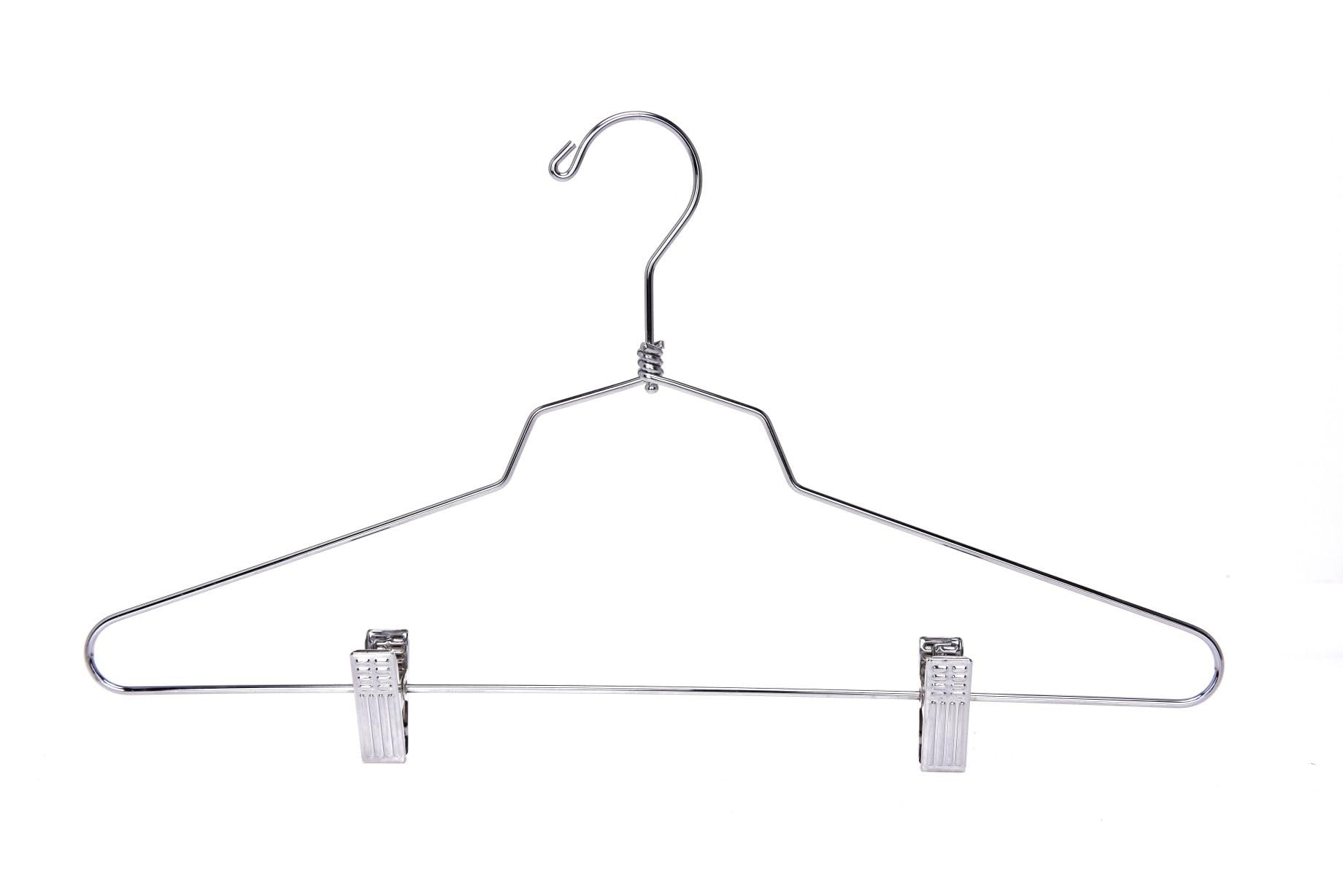 Quality Hangers Metal Skirt Hangers with Clips Multi Pack - Wire Pants Hangers with Swivel Hook - Heavy Duty Hangers for Jeans with Adjustable Metallic Clips - Ideal Clothing Hangers  - Like New