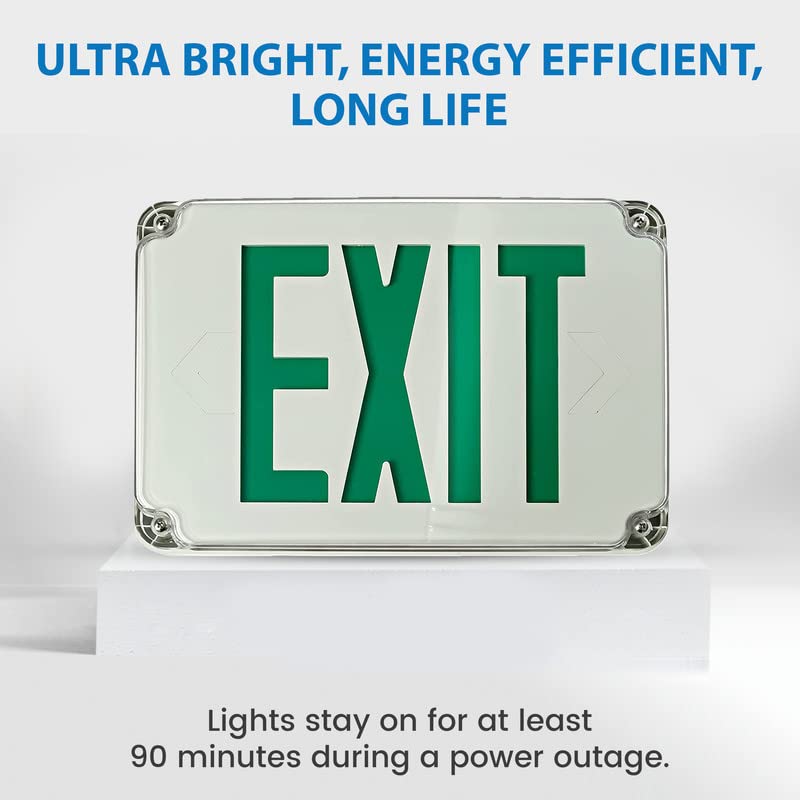 Ciata Exit Sign with Battery Backup, Wet Location, Weatherproof Hardwired Emergency Exit Lights with Battery Backup LED, Single-Sided Emergency Exit Sign  - Like New