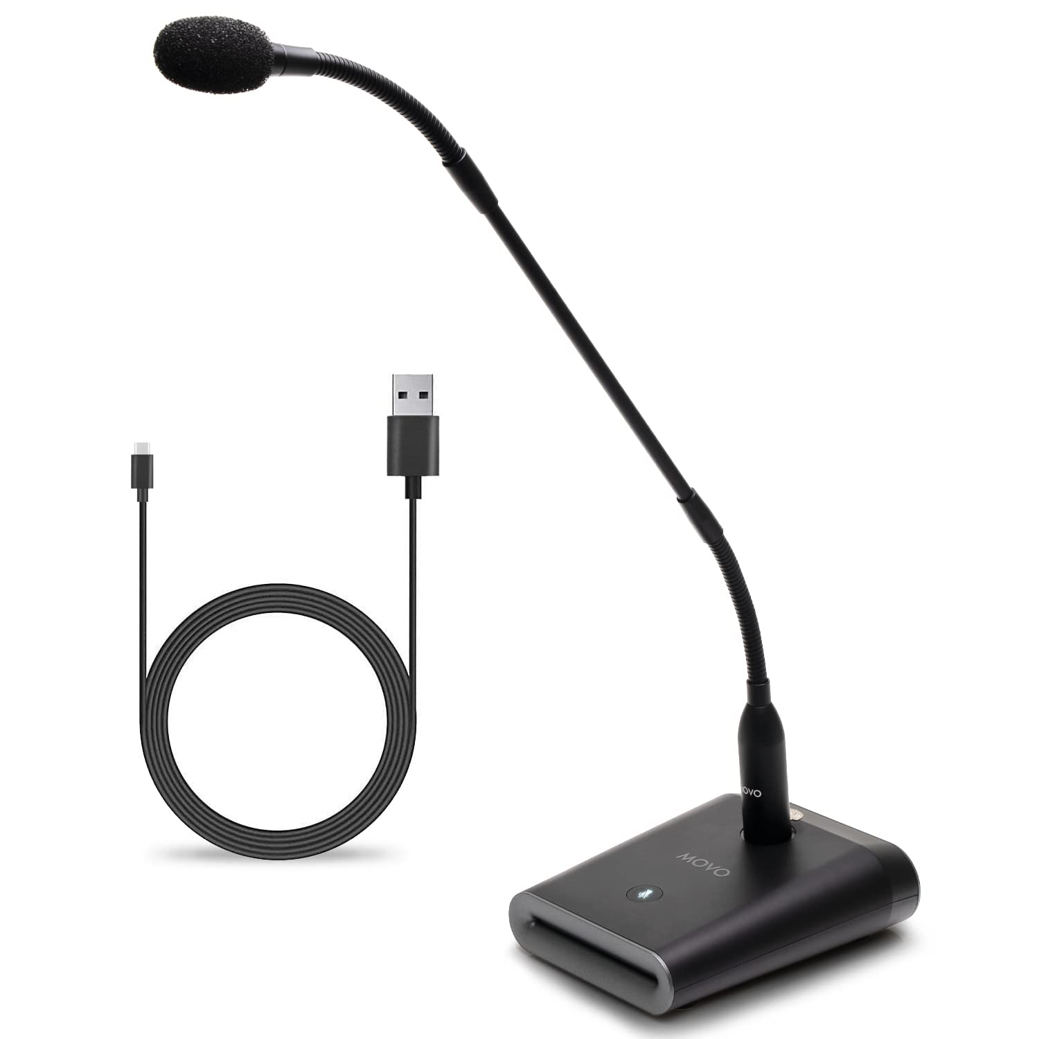 Movo GM-5 Professional 18-inch Gooseneck Microphone with USB Interface Stand, One-Touch Mute- USB Podium Microphone with Stand for Conferencing, Live Events, Streaming - USB Computer Mic for Mac, PC  - Acceptable