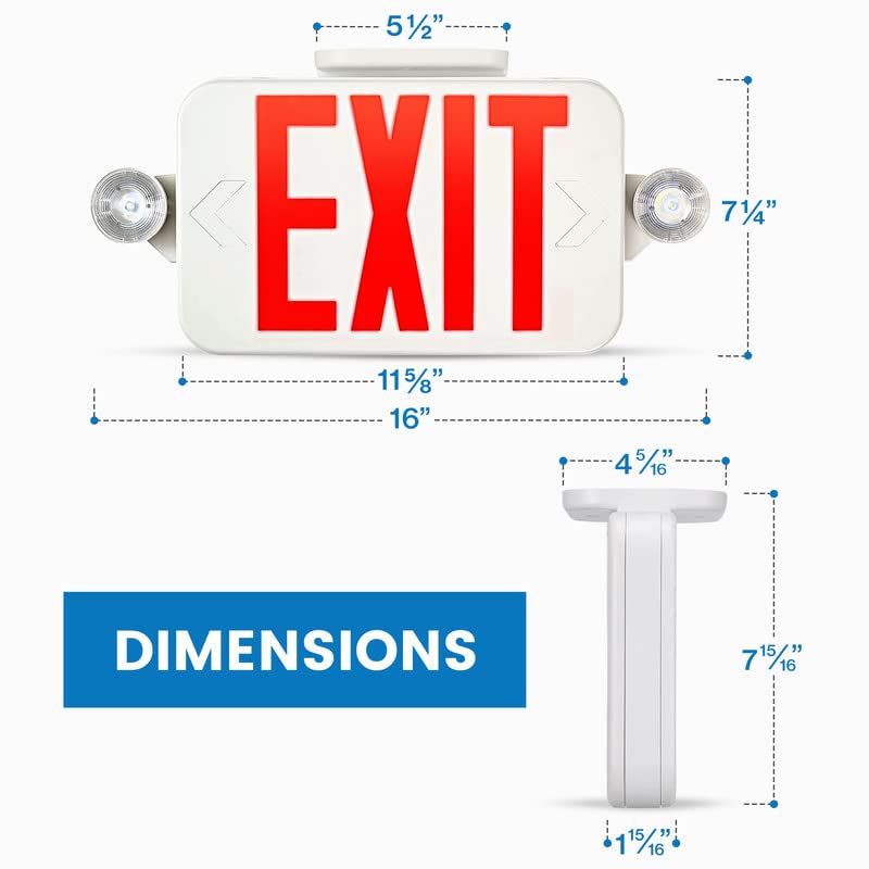 Ciata Lighting All LED Decorative Red Exit Sign & Emergency Light Combo with Battery Backup  - Very Good