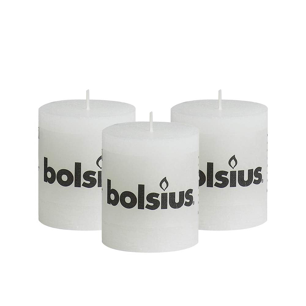 BOLSIUS Unscented Pillar Candles - Decoration Candles Set of 3 - Clean Burning Dripless Dinner Candles for Wedding & Home Decor Party Restaurant Spa  - Acceptable