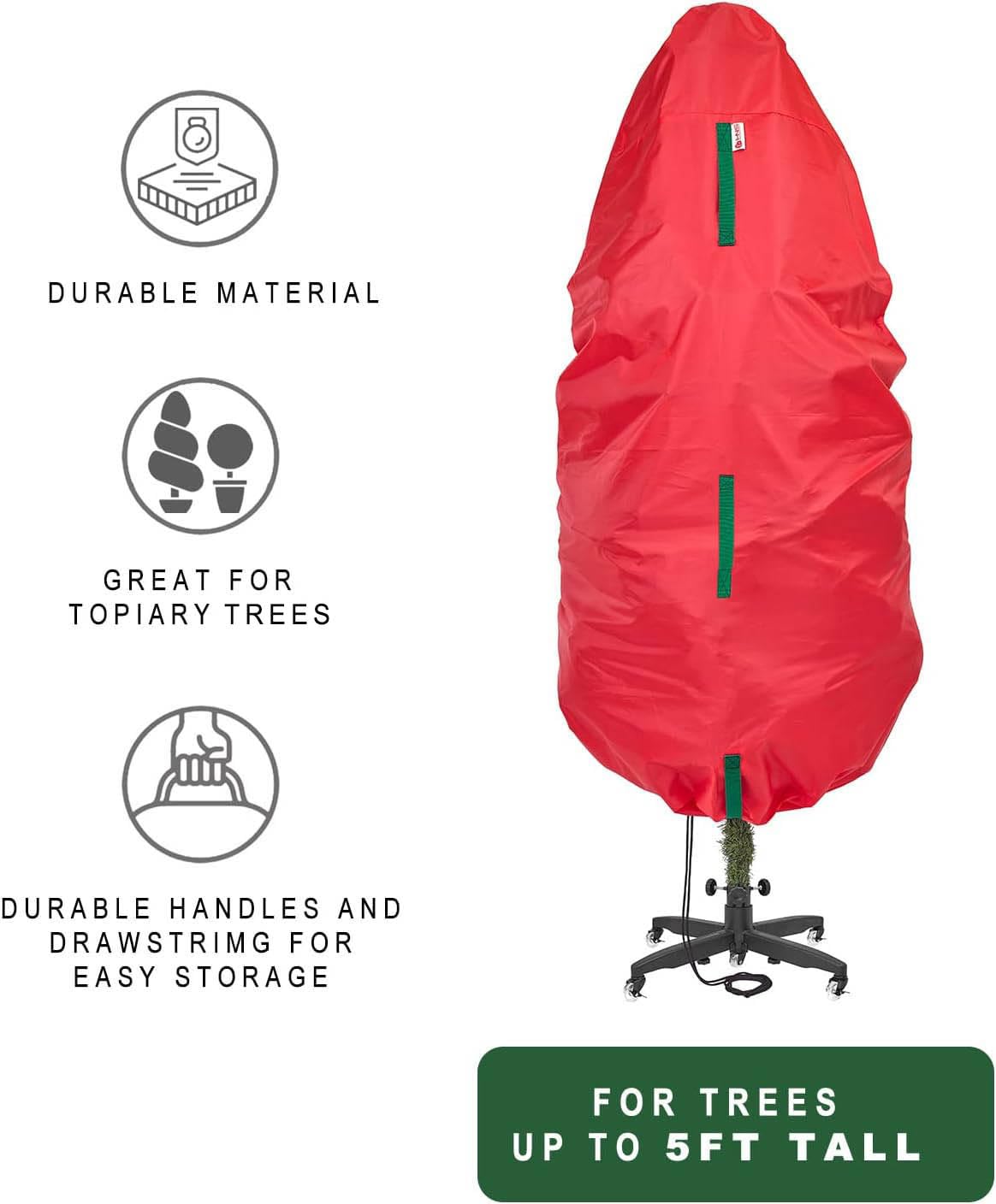 Upright Christmas Tree Storage Bag - Holiday Tree Cover for Christmas Trees or Topiary Trees - Durable, Lightweight, Convenient, Vertical Xmas Storage Bag  - Like New