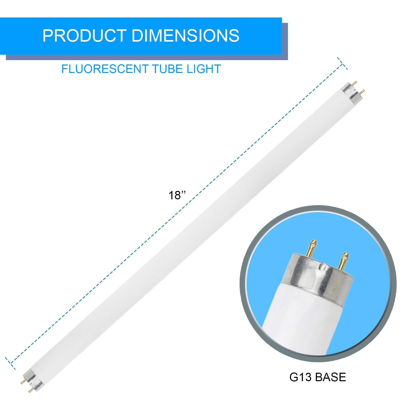 DYSMIO Lighting F15T8-CW 15-Watt 18-inch 4100K 825 Lumen Medium Bi-Pin Base T8 Fluorescent Straight Tube Bulb with Cool White Light- 4 Pack  - Good