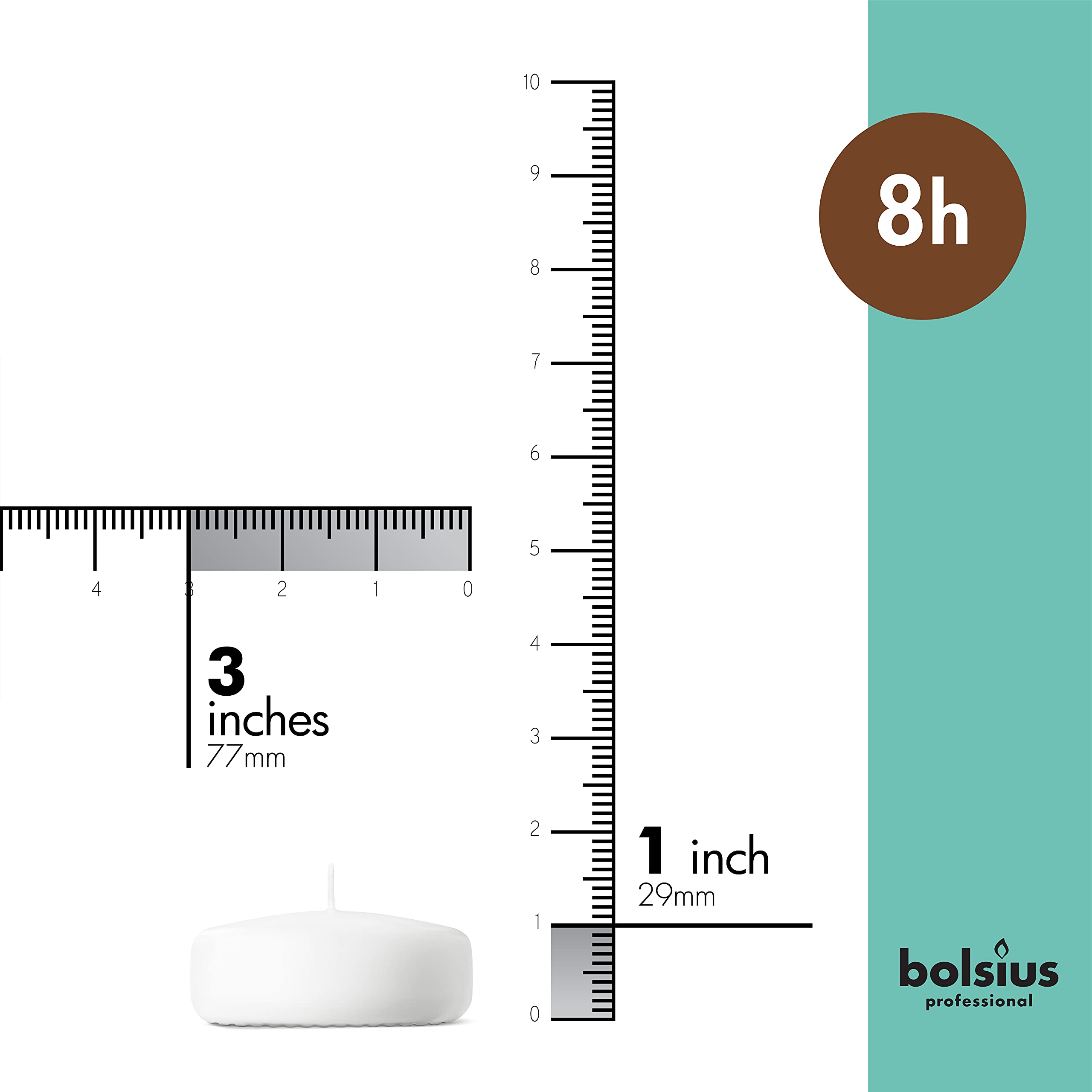 BOLSIUS White Floating Candles 3 Inch - Set Of 12 Maxi Candles - 8 Hour Clean Burning - Palm Oil Free - 0% Animal Fat - Premium European Quality  - Very Good