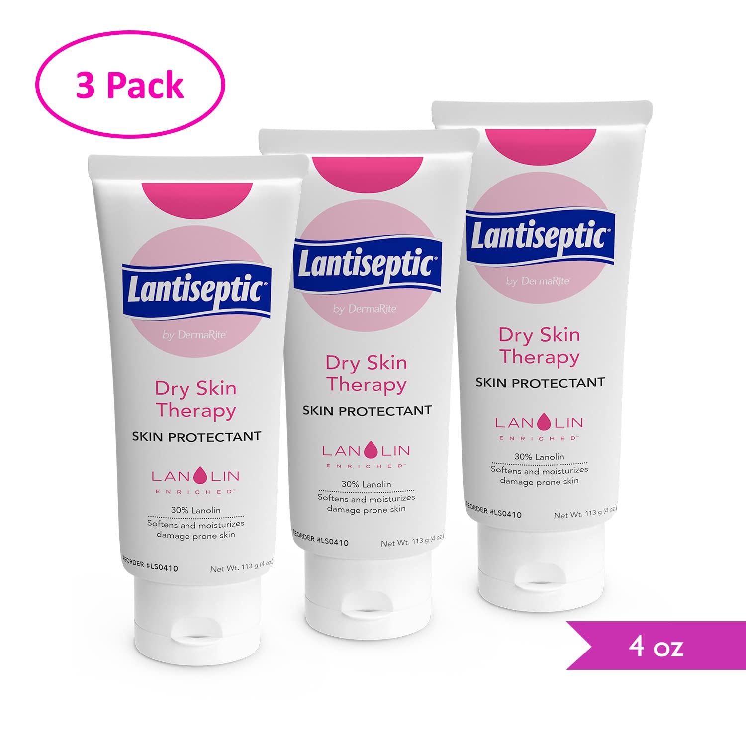 Lantiseptic Daily Dry Skin Protectant Cream - Moisturizes and Protects Cracked, Damaged and Irritated Skin - 30% Lanolin Moisture Barrier Ointment