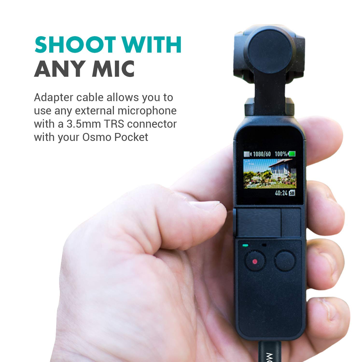 Movo Lavalier Microphone for DJI Osmo Pocket, Osmo Pocket 2 - Lavalier Handheld Camera Microphone and Adapter for DJI Pocket Camera - Works with Osmo Gimbal for Camera - For DJI Pocket 2 Gimbal Camera  - Like New