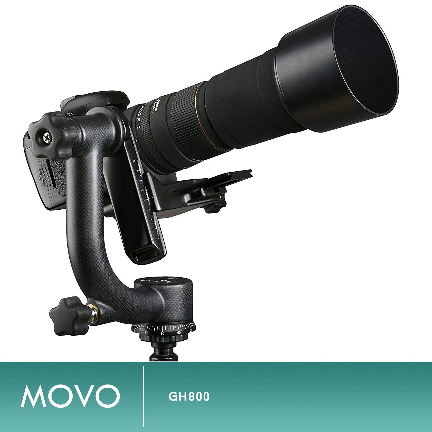 Movo GH800 MKII Carbon Fiber Professional Gimbal Tripod Head with Long and Short Arca-Swiss Quick-Release Plates - for Outdoor Bird/Wildlife Photography  - Good