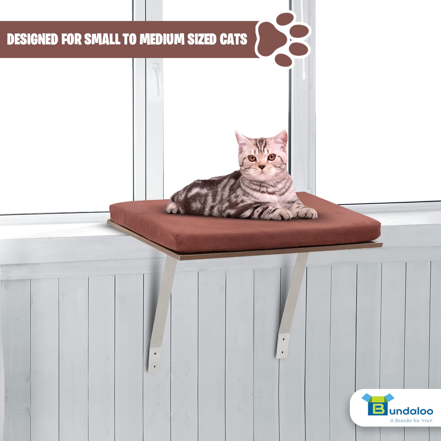 Bundaloo Cat Window Perch Seat with Washable Removable Cover (Small - Medium)  - Very Good