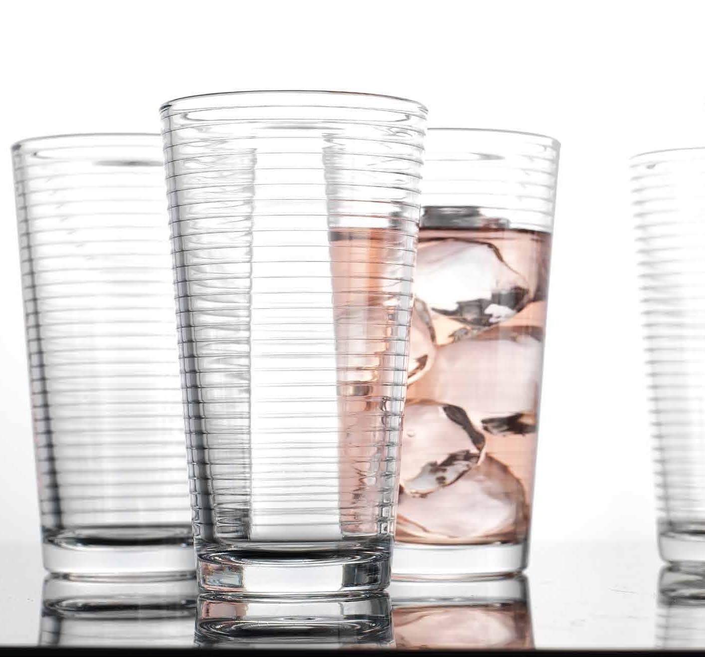 Drinking Glasses Set of Highball Glass Cups By Glavers, Premium Quality Cooler 17 Oz. Ribbed Glassware. Ideal for Water, Juice, Cocktails, and Iced Tea. Dishwasher Safe.…  - Good