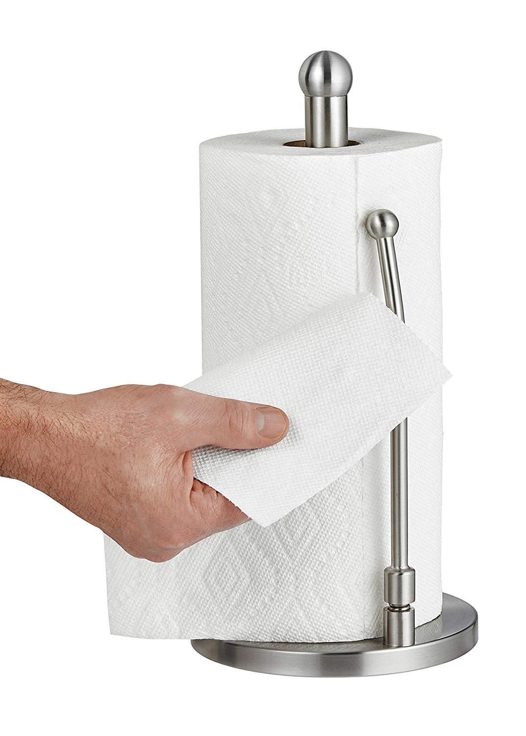 Alpine Countertop Paper Towel Holder - Stainless Steel Kitchen Napkin Roll Dispenser Stand for Home, Office, Bathroom (Steel-Lite)  - Like New