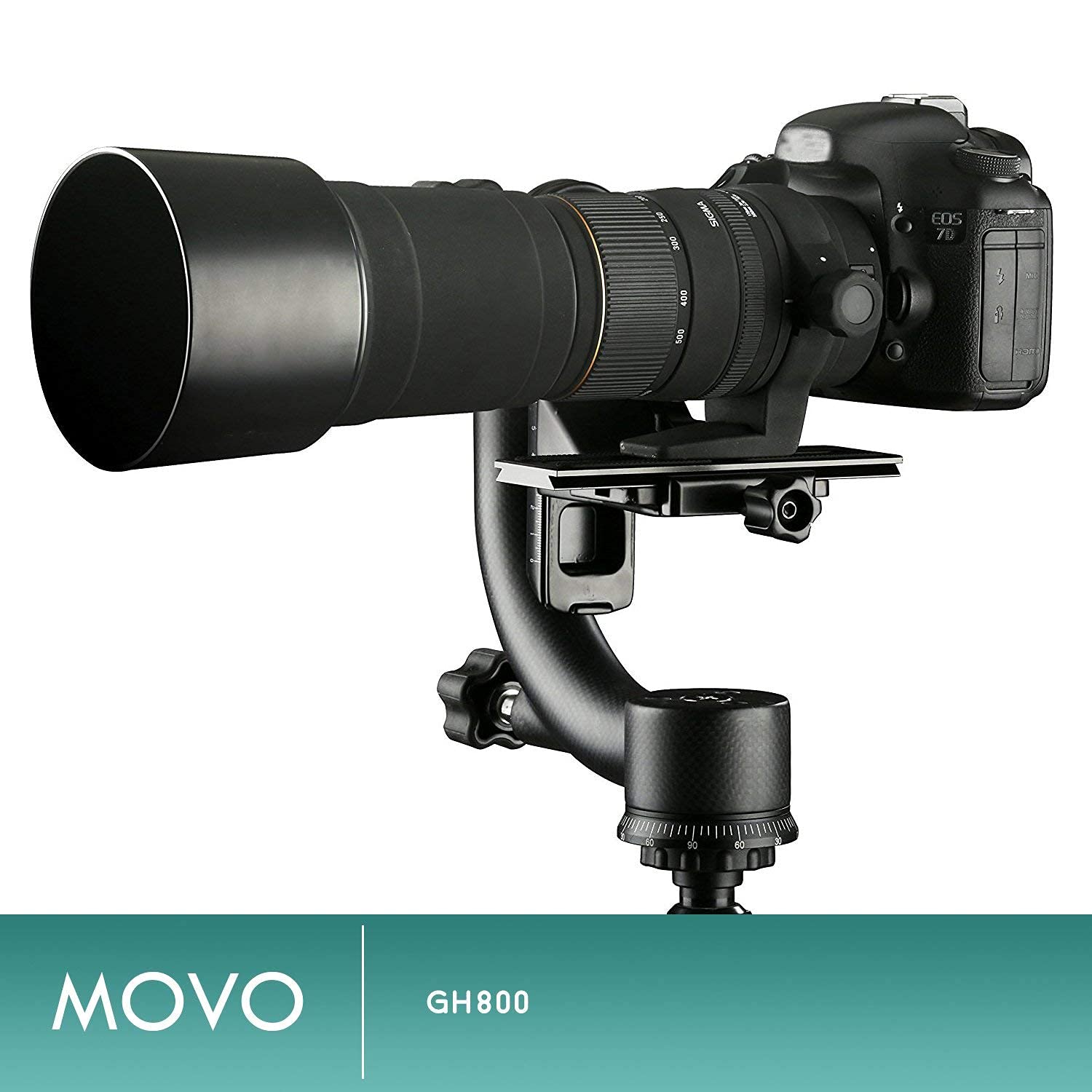 Movo GH800 MKII Carbon Fiber Professional Gimbal Tripod Head with Long and Short Arca-Swiss Quick-Release Plates - for Outdoor Bird/Wildlife Photography  - Good