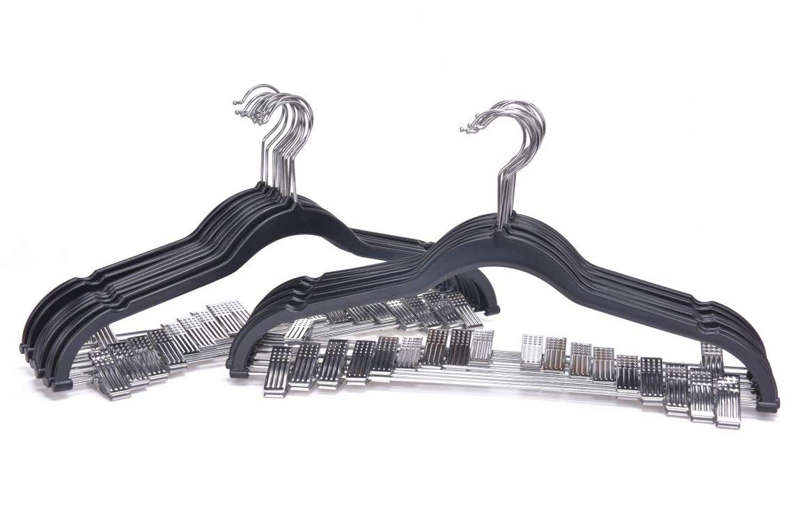 Quality Plastic Non Velvet Non-Flocked Thin Compact Coat Hangers with Metal Clips for Skirts Pants Blouses 360° Swivel Hook  - Very Good
