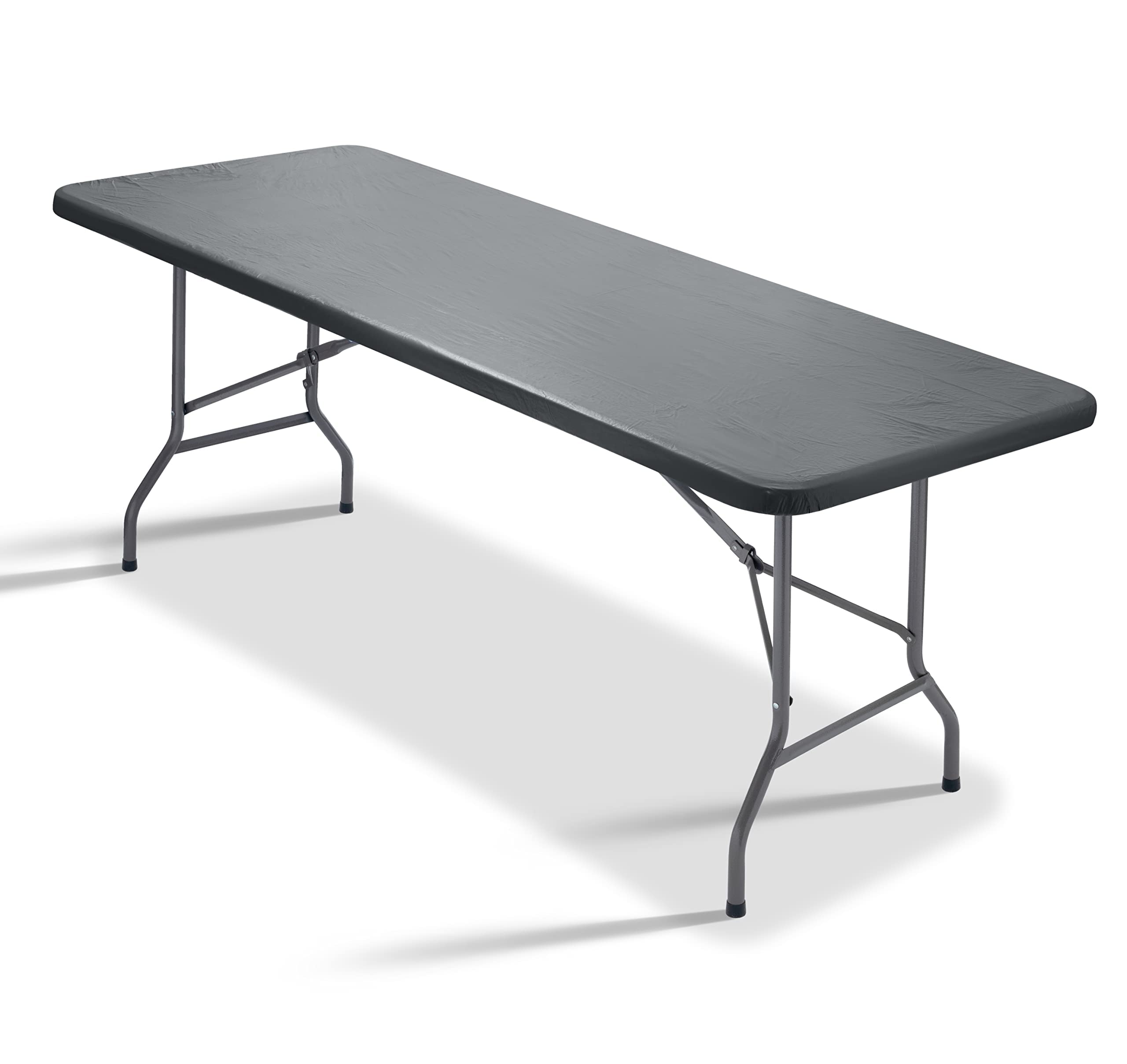Sorfey Tablecover -Fitted with Elastic, Vinyl with Flannel Back, Fits for Table 30" to 36" W x 96" L Rectangle Stretchable Conveniently,Water Proof, Easy to Clean, Checked Red Design  - Good