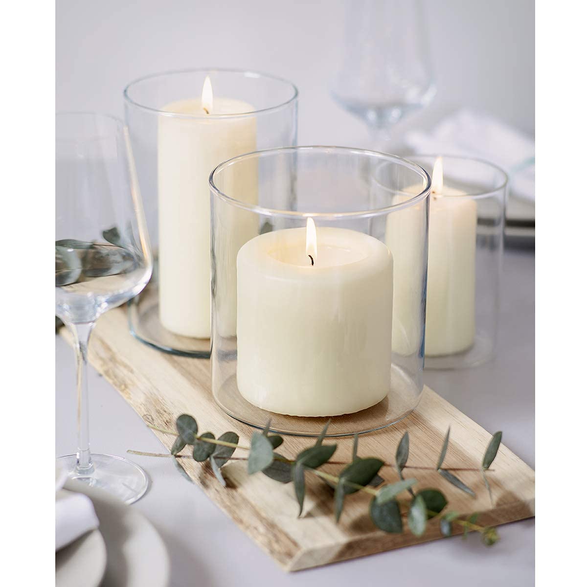 BOLSIUS Set of 20 Ivory Pillar Candles - Unscented Candle Set - Dripless Clean Burning Smokeless Dinner Candle - Perfect for Wedding Candles, Parties and Special Occasions  - Good