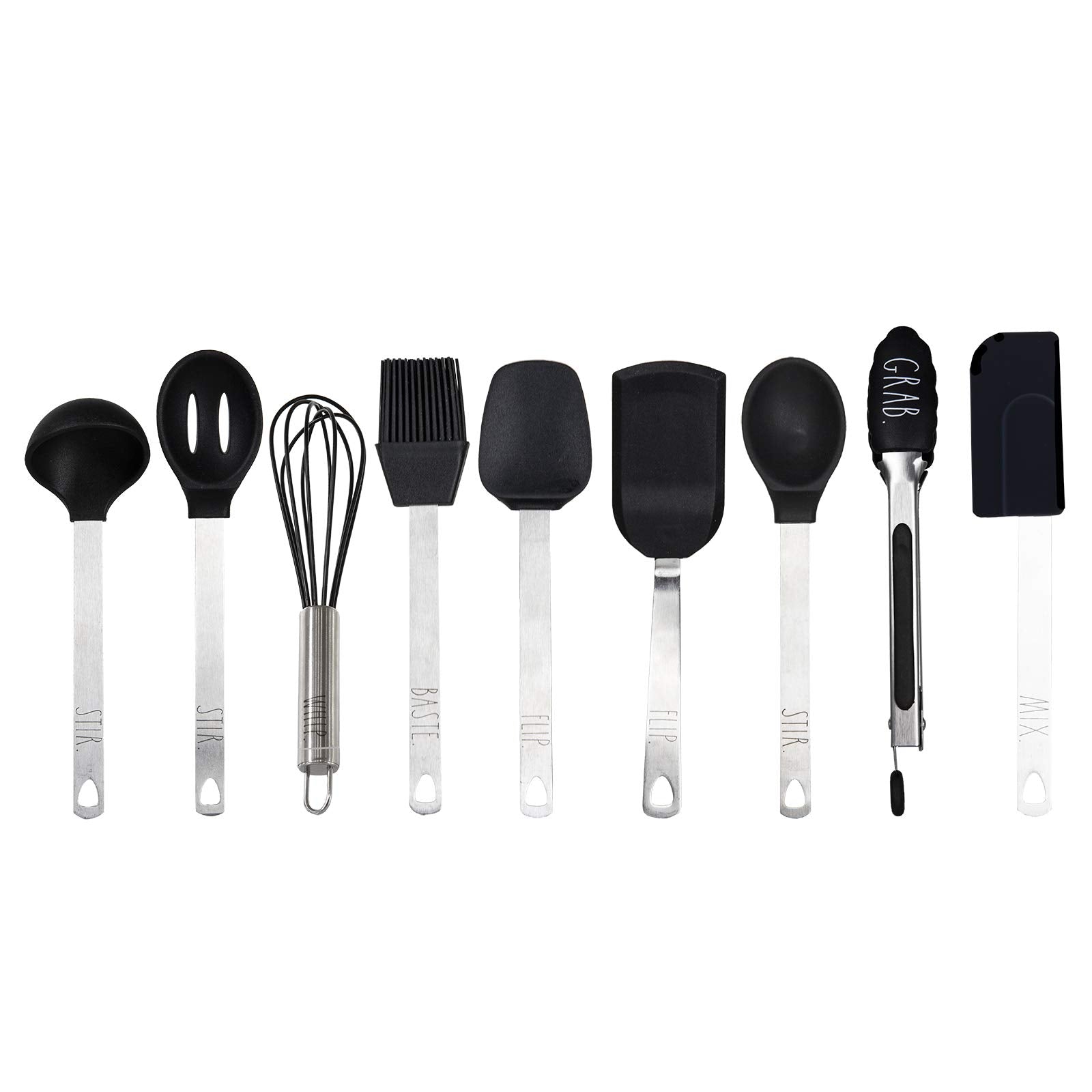 Rae Dunn Everyday Collection 9 Piece Mini Kitchen Utensil Set, Stainless Steel and Silicone Kitchen Tools- by Cook with Color  - Like New