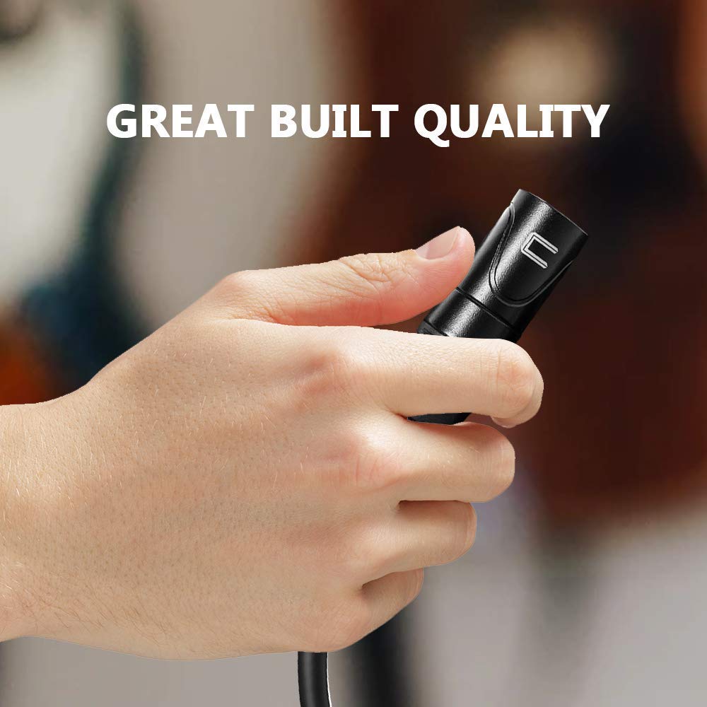 Balanced XLR Cable Male to Female - 0.5 Feet (6 inches) Black - Pro 3-Pin Microphone Cable Connector for Powered Speakers, Audio Interface or Mixer for Live Performance & Recording  - Acceptable