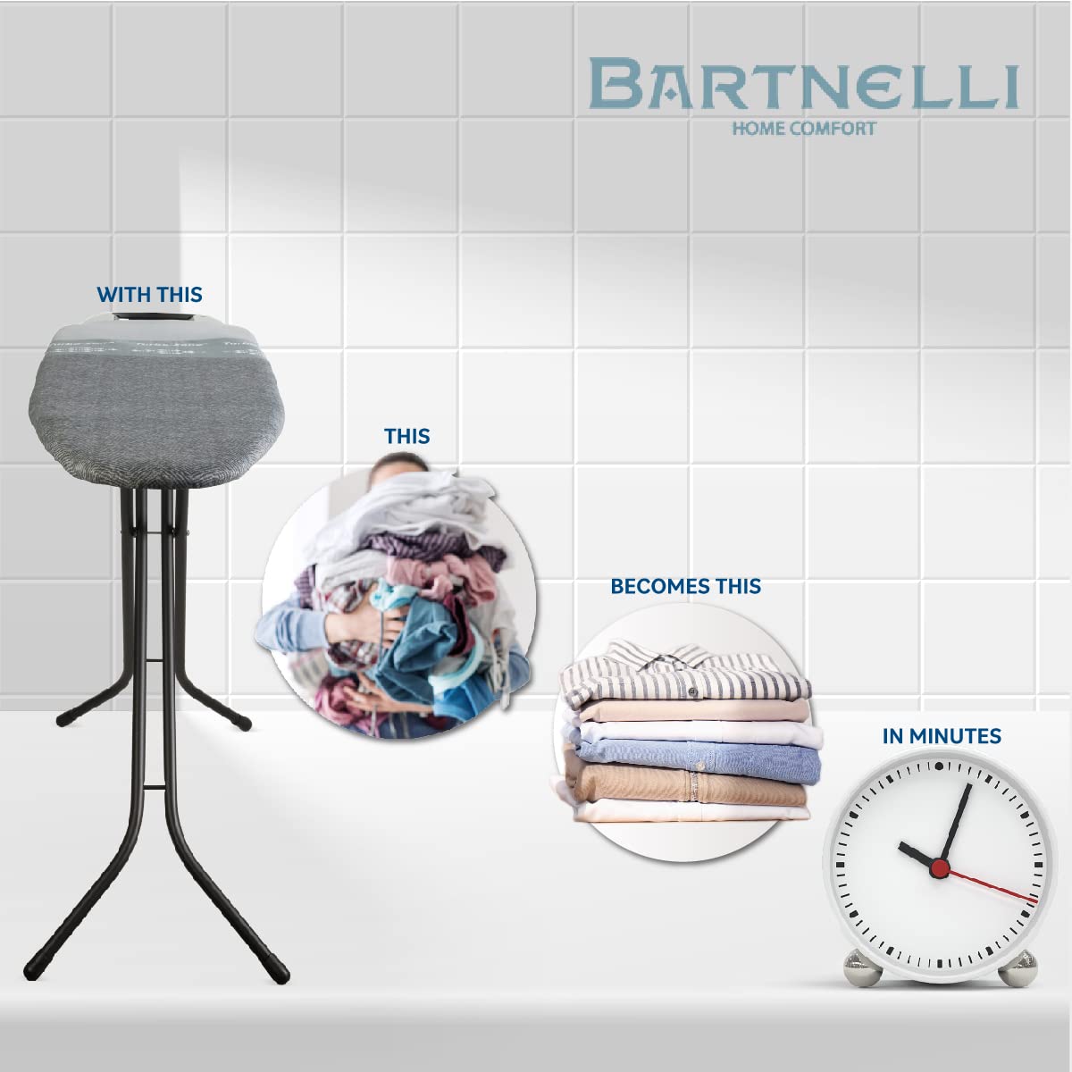 Bartnelli Heavy Duty Ironing Board 48x15 | Designed & Made in Europe with Patent Technology, Turbo & Park Zone, Features: 4 Layer Cover &Pad,Height-Adjustable,4 Premium Steel Legs,Upgraded Iron Rest.  - Like New