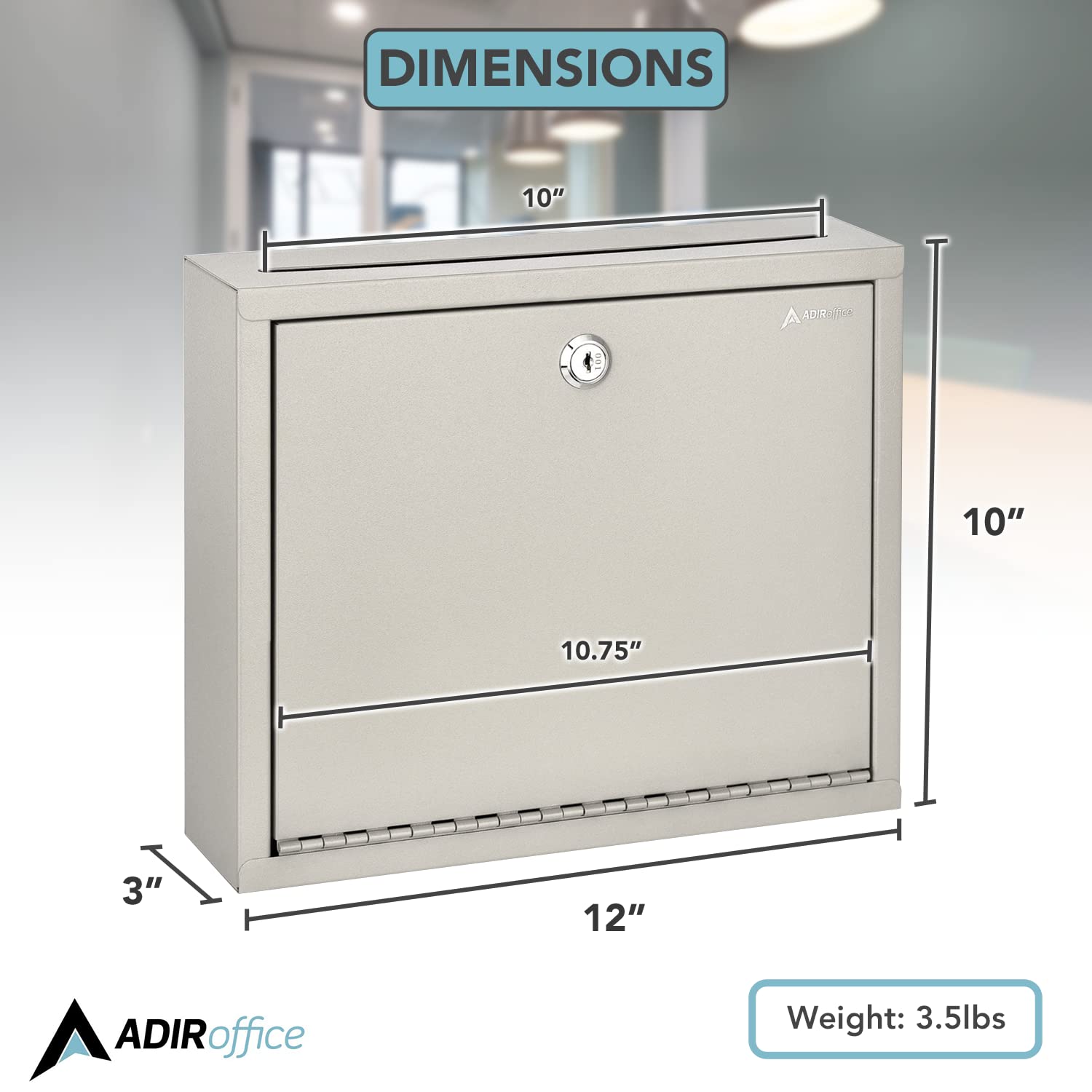 AdirOffice Multi Purpose Mail Box with Lock - Heavy Duty Drop Box - Commercial Suggestion Box -Wall Mountable Safe and Secure Ballot Box Variation  - Good