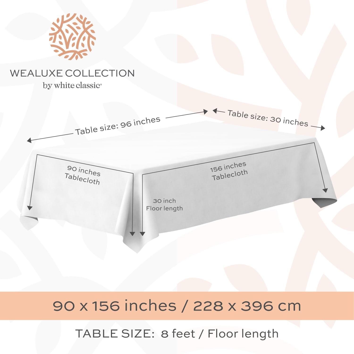 Classic White Tablecloth 90x156 - White Table Clothes for 8 Foot Rectangle Tables, 200 GSM Stain and Wrinkle Resistant Washable Fabric [2 Pack]  - Very Good
