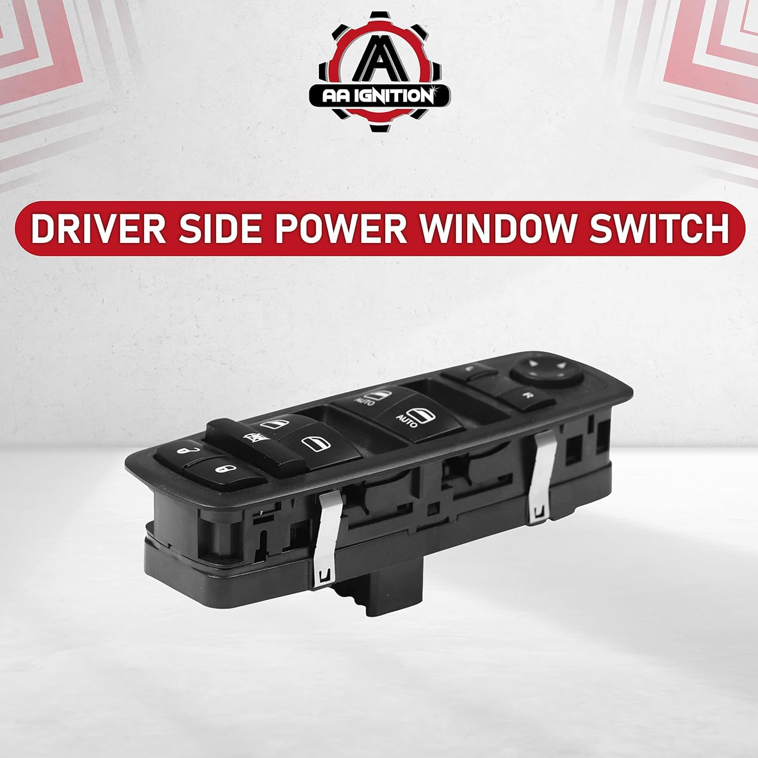 Driver Side Master Power Window Switch, Double Auto Button ONLY - Compatible with Chrysler, Dodge & Jeep, Ram, Grand Caravan, Journey, Liberty - Replaces 4602863AD, 4602870AD, 901-473, 4602863AB  - Very Good