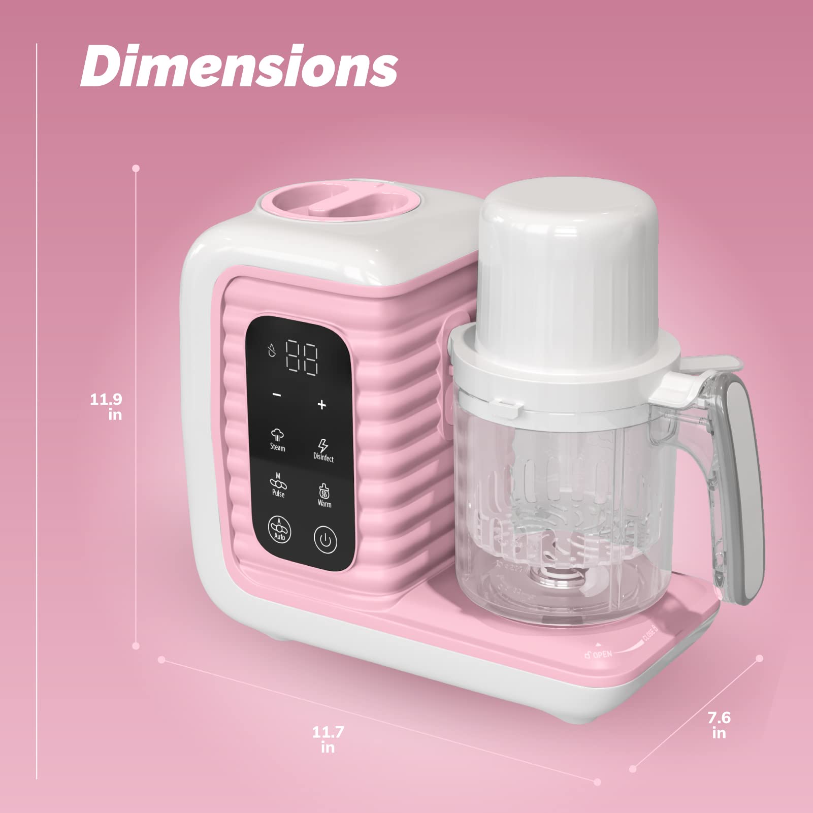 Children of Design 8 in 1 Smart Baby Food Maker & Processor, Steamer, Blender, Cooker, Masher, Puree, Formula & Bottle Warmer Prep System (Pink)  - Like New