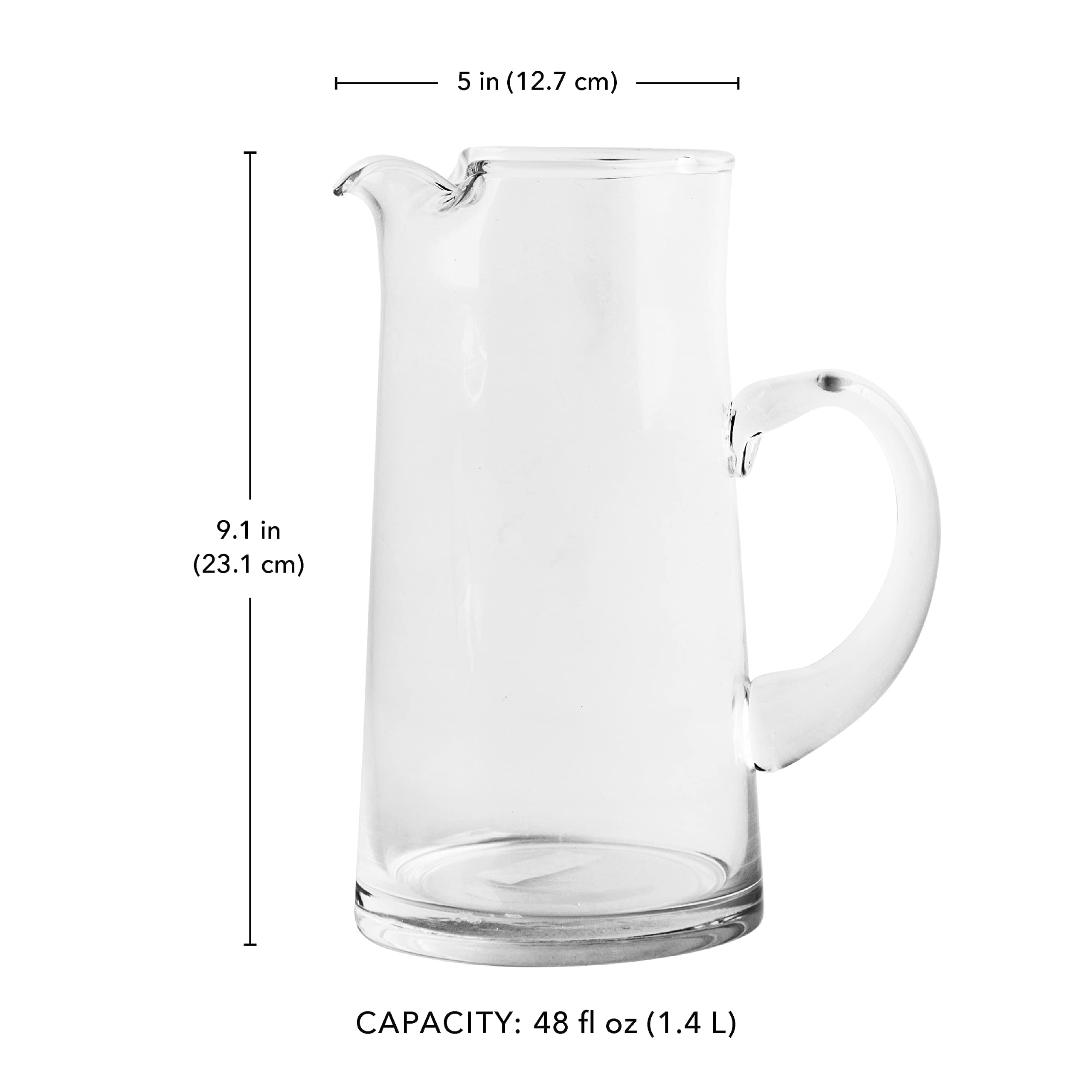 Glass Water Pitcher with Spout – Elegant Serving Carafe for Water, Juice, Sangria, Lemonade, and Cocktails – Crystal-Clear Glass Beverage Pitcher.  - Like New