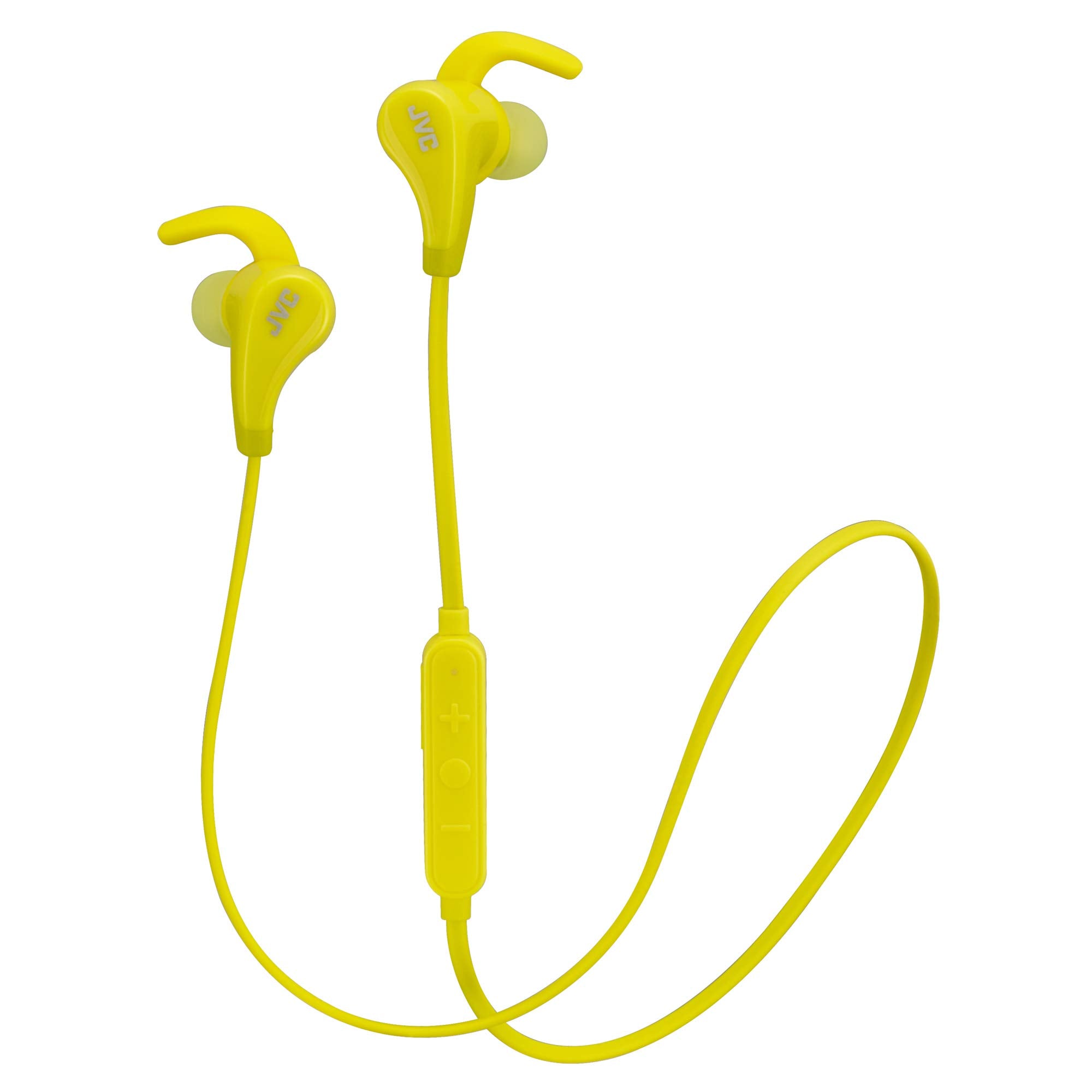 JVC Yellow and Grey Wireless Water Resistant Pivot Motion Sport Headphone with Locking Ear Fit HA-ET50BTY  - Like New