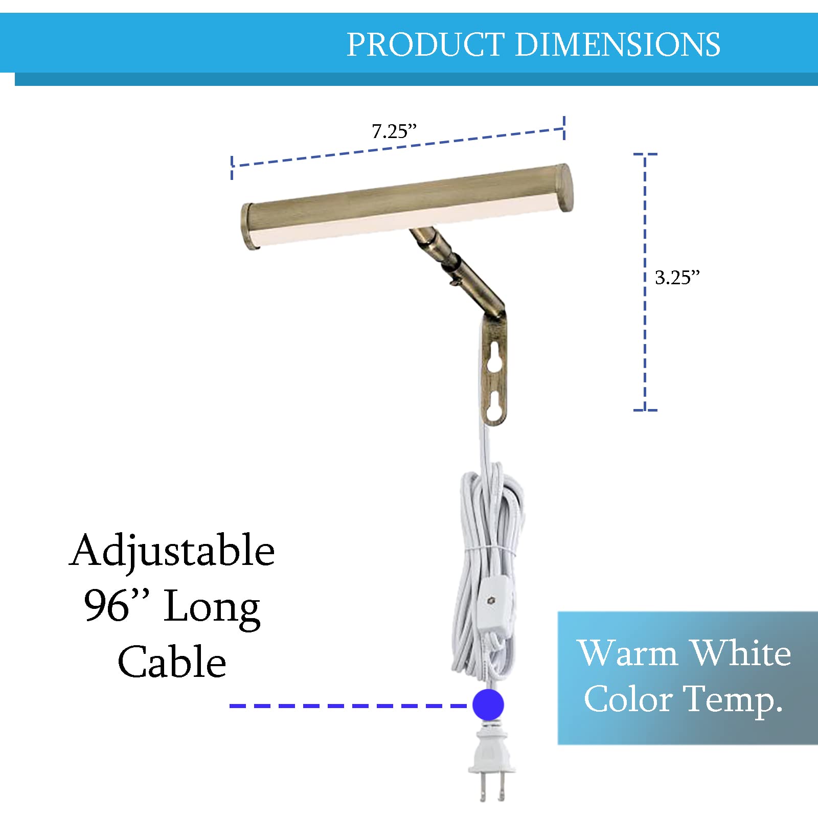 Ciata Lighting Adjustable LED Picture Light, 3000K Warm White, CRI -90, Integrated LED Display Light for Indoor Locations  - Very Good