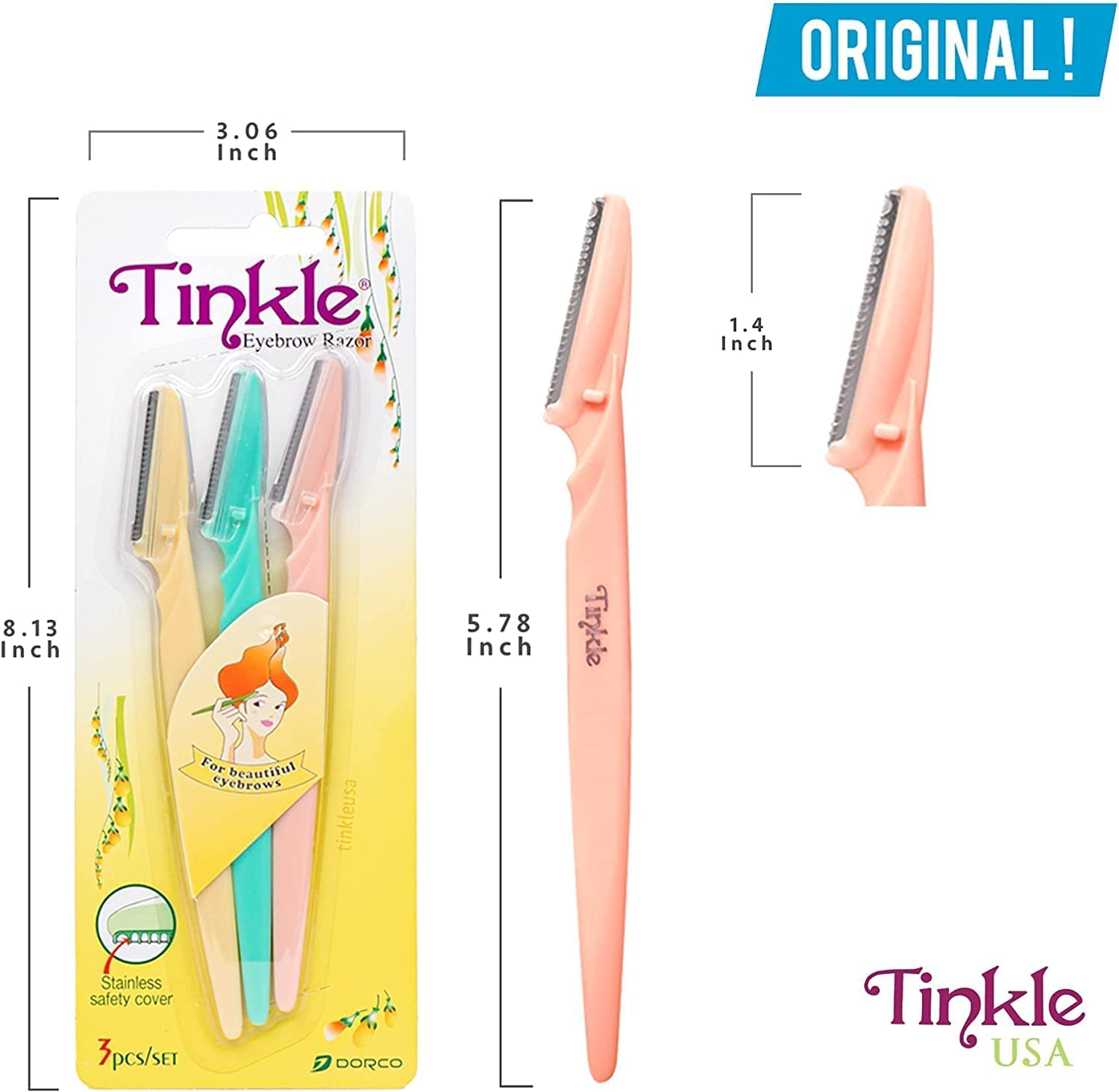 Tinkle Women's Shaver Razors, Pack of 36 | Dermaplaning Razor Tool | Skincare Party Favors Beauty Holiday Stocking Stuffers Gift