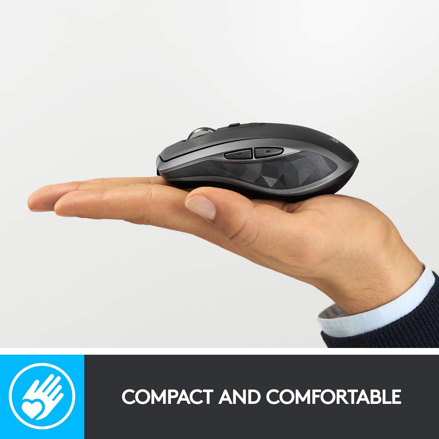 Logitech MX Anywhere 2S Wireless Mouse Use On Any Surface, Hyper-Fast Scrolling, Rechargeable, Control Up to 3 Apple Mac and Windows Computers and Laptops (Bluetooth or USB), Graphite  - Very Good