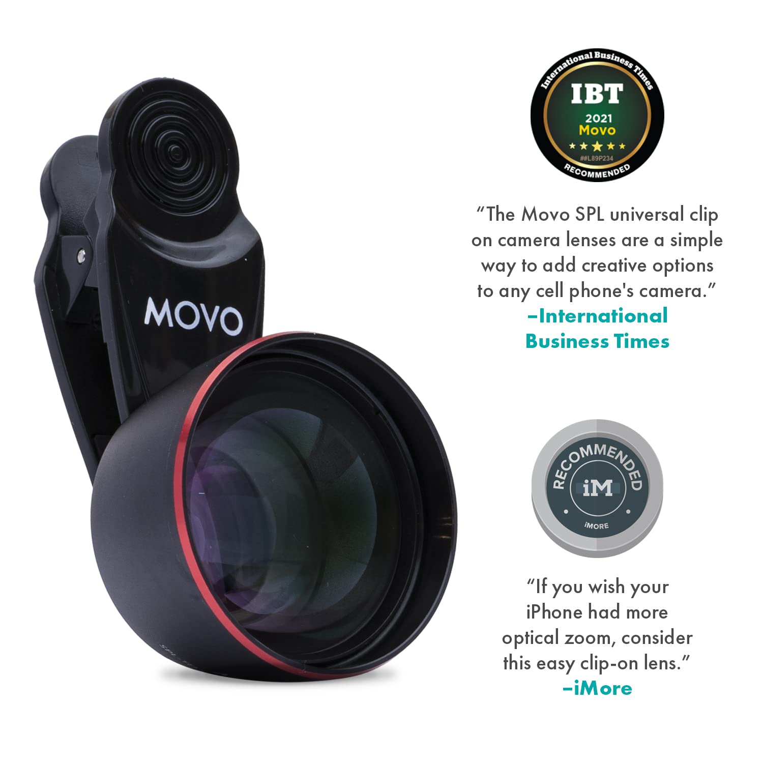 Movo SPL-Tele 3X Telephoto Lens with Clip Mount for Smartphones - Zoom Lens for iPhone, Android, and Tablets - Smartphone Telescopic Lens for Video and Photography - Best Telephoto Lens for iPhone  - Good