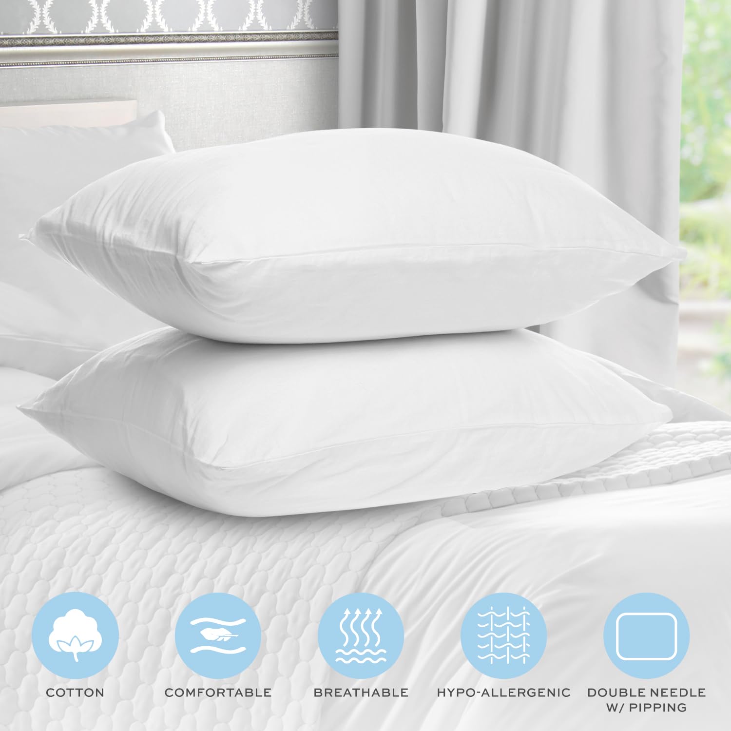 White Classic Bed Pillows for Sleeping 2 Pack, King Size Pillow Side Sleeper Set, Down Alternative Luxury Hotel Soft Pillow 20x36 Inches  - Very Good