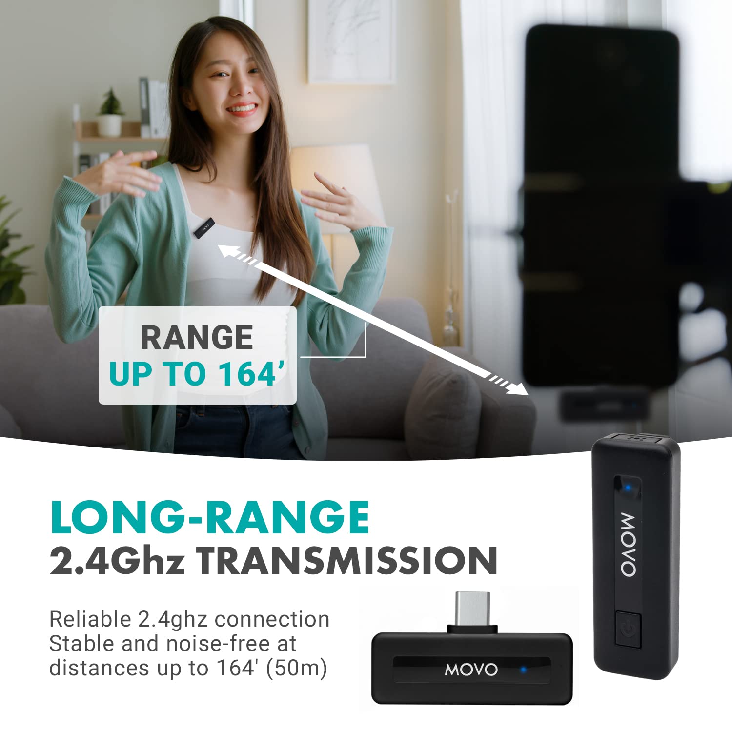 Movo Wireless Mini UC USB-C Wireless Microphone for Android - Wireless Lavalier Mic for Android Phones, Laptops, iPad Pro, and More  - Good