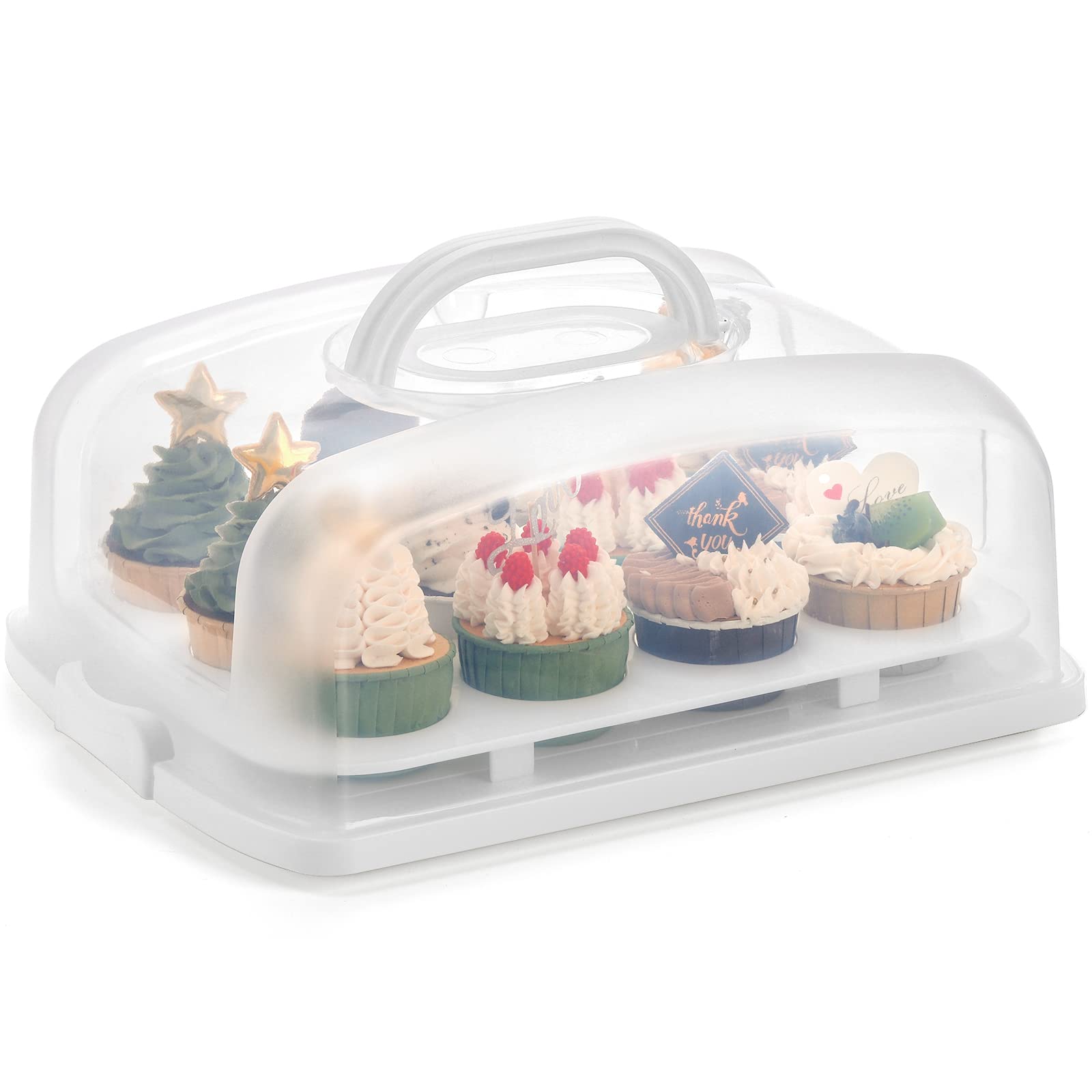 SOUJOY 2in1 Cupcake Carrier, Cupcake Keeper with Lid, Cupcake Holder to Fit 12 Standard-Size Cupcakes, Portable Dessert Container Transports Display Box for Cakes, Pies, Muffin  - Like New