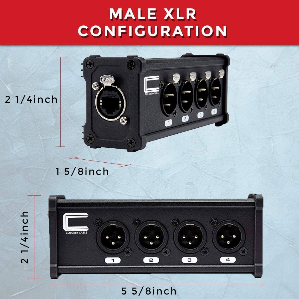 COLUBER CABLE XLR Snake 4 Channel Audio Over Ethernet - DMX Snake XLR Over Ethernet RJ45 Audio Snakes  - Like New